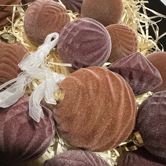 SOLD Velvet Christmas Flocked Ornaments 17 pcs - Picture 2 of 3
